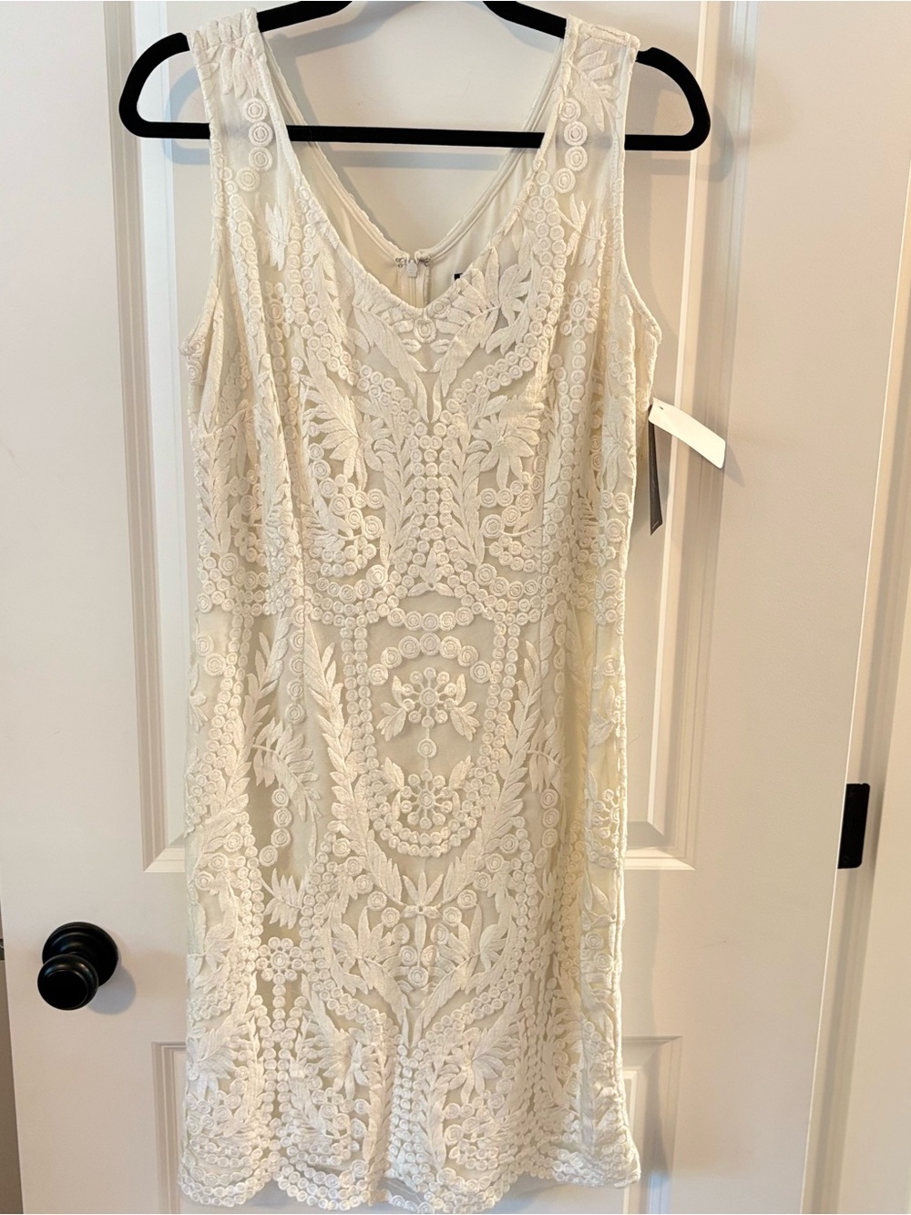 Frank Lyman Design Ivory Floral Lace Midi Dress